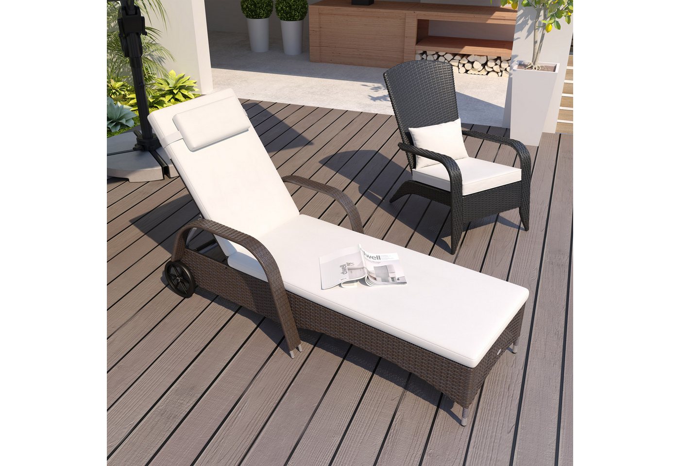 Outsunny Sonnenliege Polyrattan
