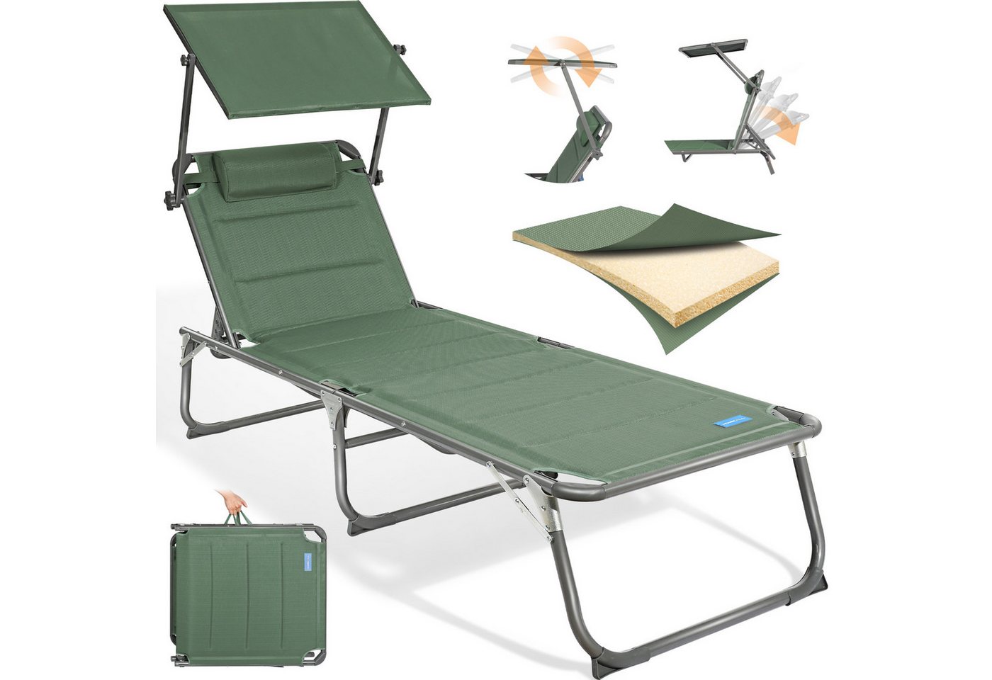 Homecall Gartenliege Sonnenliege AluLiege (180 kg)